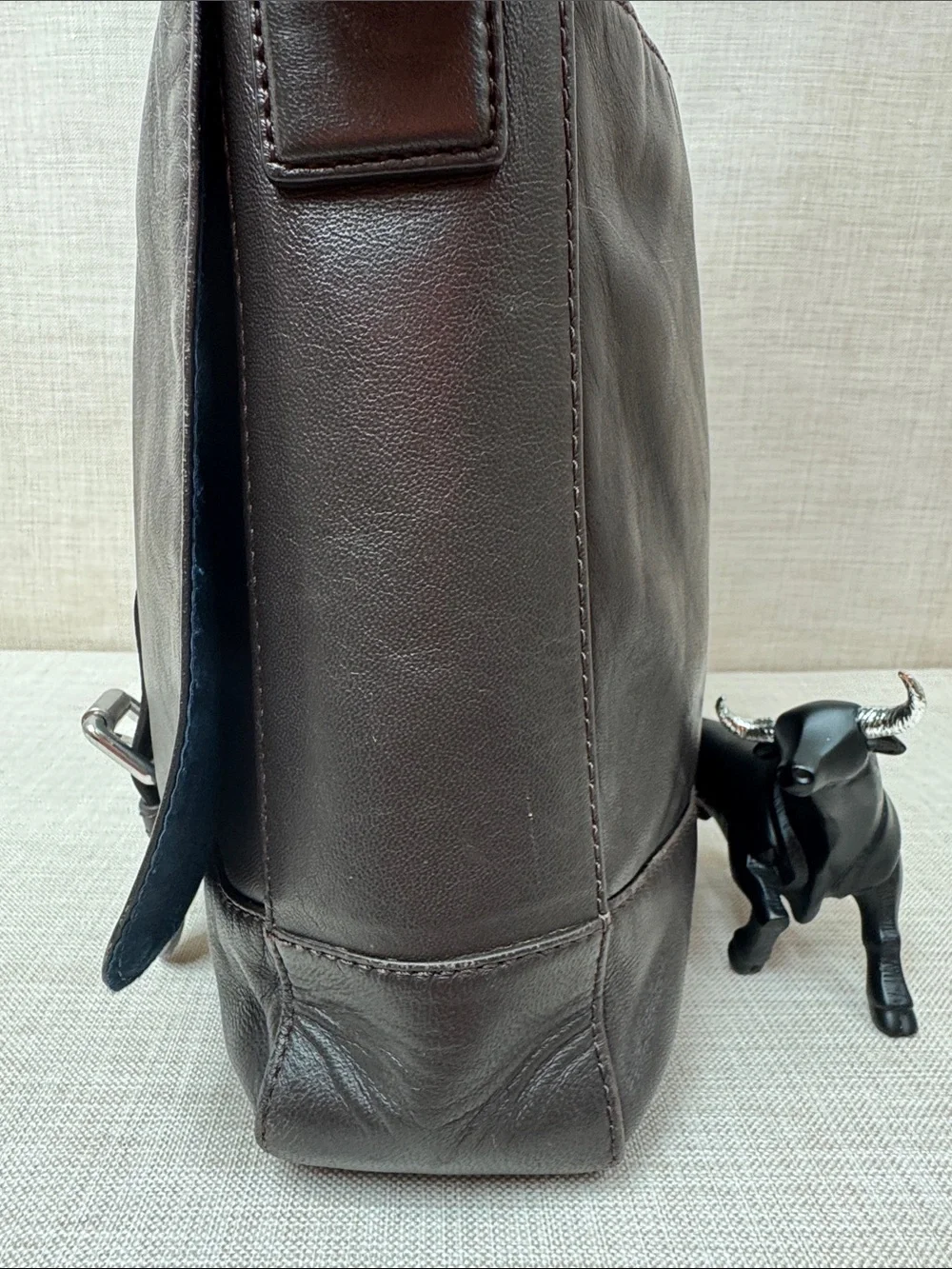 Cole Haan Dark Brown Leather Messenger Bag with Adjustable Strap